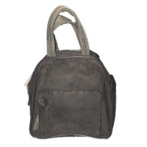 Stylish Small Vintage Authentic Prada Black & Gray With Red Accent Nylon Handbag